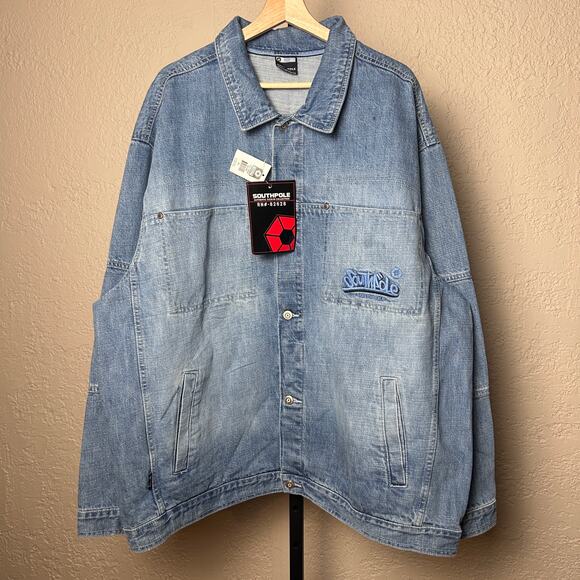 NWT Southpole Embroidered Y2K XL Light Wash Denim Jacket - Picture 2 of 7